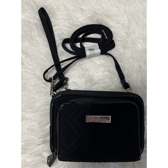 Vera Bradley Black Crossbody Wristlet Microfiber On The Square Classic Retired - Picture 1 of 13